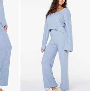 Women's Light Blue Knit Jumpsuit